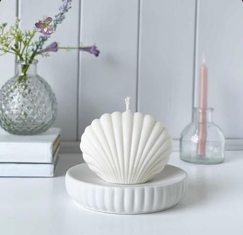 atorakushon Sea Shell Design Scented Soy Wax Candles Aesthetic Trendy Handmade Candle for Gift Party Home Decorations Special Occasion White 2 Pieces - Image 4