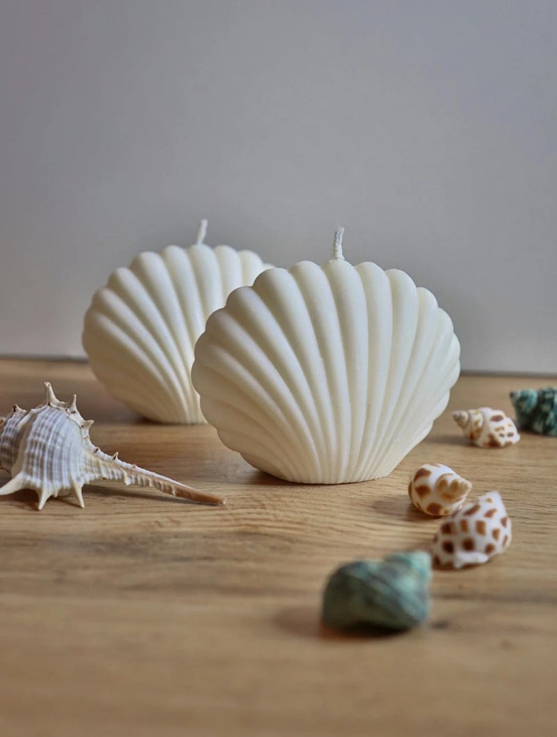 atorakushon Sea Shell Design Scented Soy Wax Candles Aesthetic Trendy Handmade Candle for Gift Party Home Decorations Special Occasion White 2 Pieces - Image 3