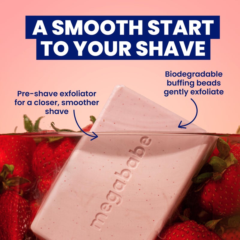 Megababe Bumpy Bar | Pre-Shave Exfoliating Scrub | with Shea Butter, Strawberry Fruit Extract & Ceramides | 4.5 oz - Image 3