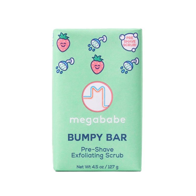 Megababe Bumpy Bar | Pre-Shave Exfoliating Scrub | with Shea Butter, Strawberry Fruit Extract & Ceramides | 4.5 oz - Image 1