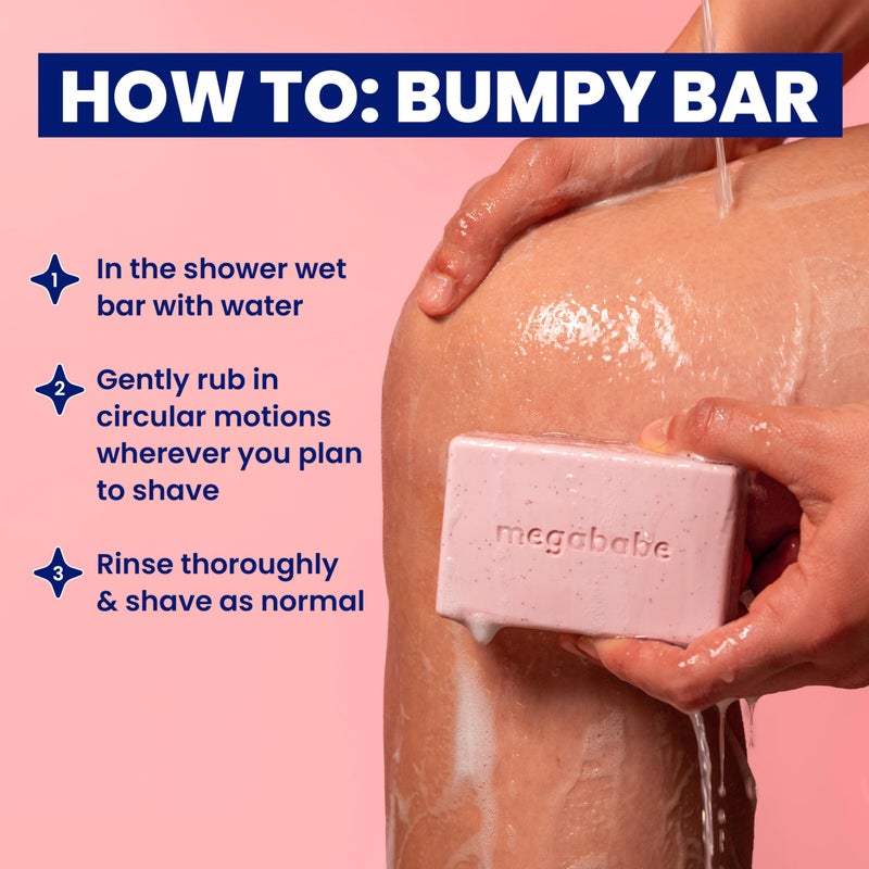 Megababe Bumpy Bar | Pre-Shave Exfoliating Scrub | with Shea Butter, Strawberry Fruit Extract & Ceramides | 4.5 oz - Image 4