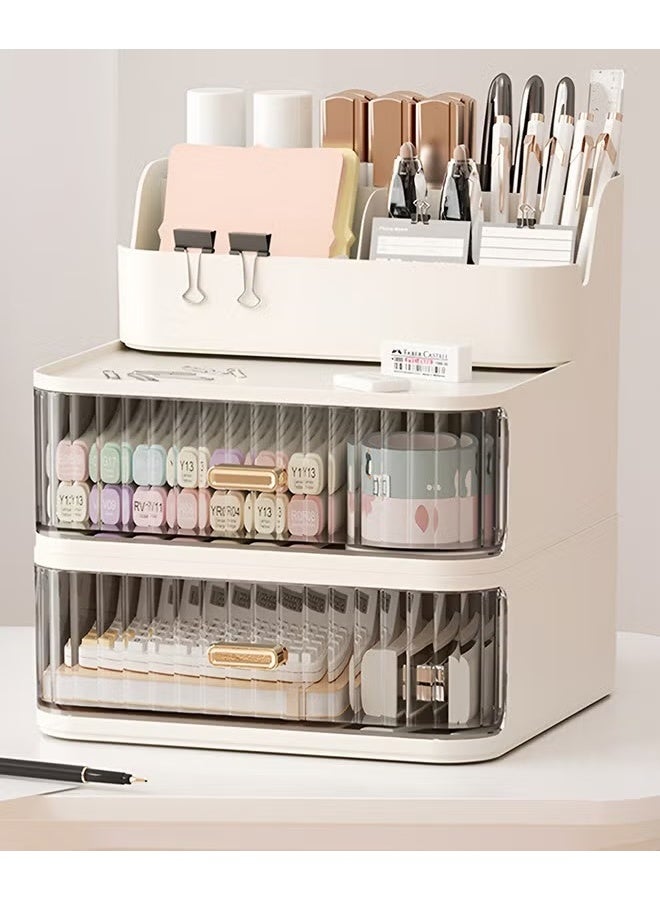 EETU Desk Organizer For Vanity,Large Capacity Desk Storage With 2 Drawers,Dustproof Desk Organizer For Office Home Supplies - Image 1