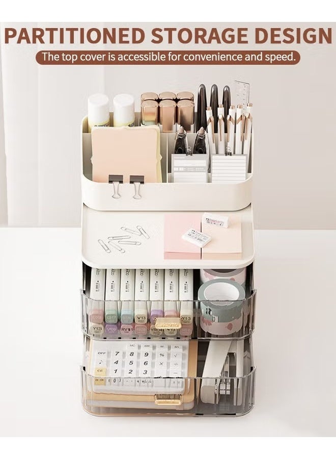 EETU Desk Organizer For Vanity,Large Capacity Desk Storage With 2 Drawers,Dustproof Desk Organizer For Office Home Supplies - Image 3