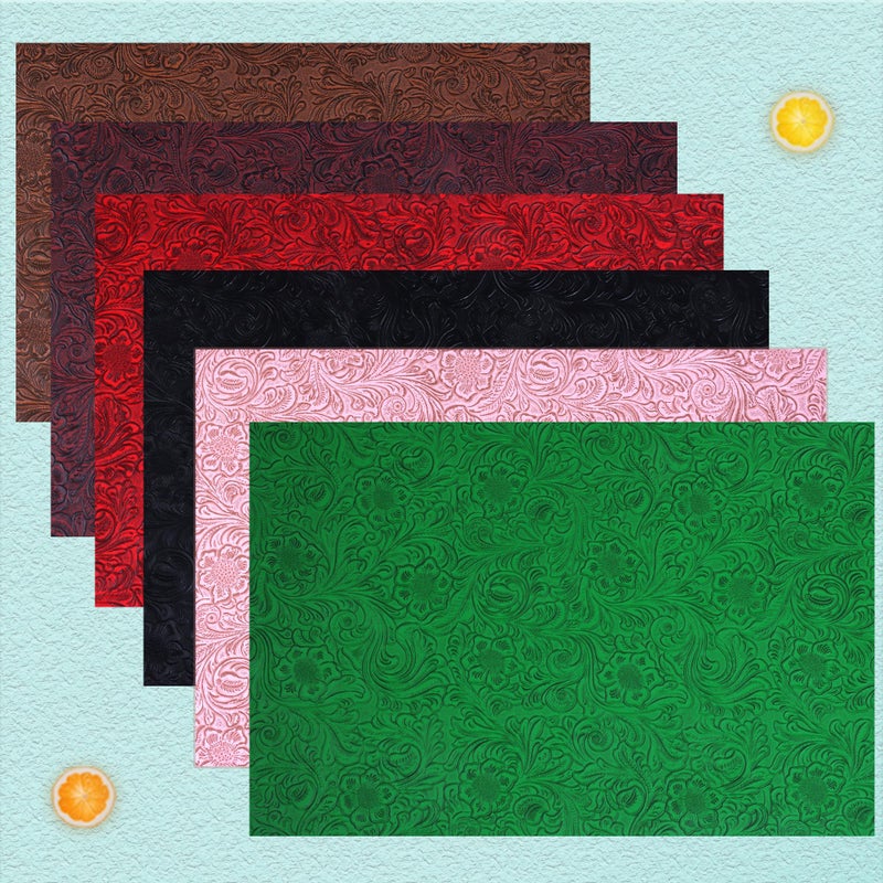 Ramya Embossed Faux Leather Sheets Fabric 12" x 53",for Handmade DIY Bows Wallet Sewing,Leather Earring Crafts Projects (Brown) - Image 4