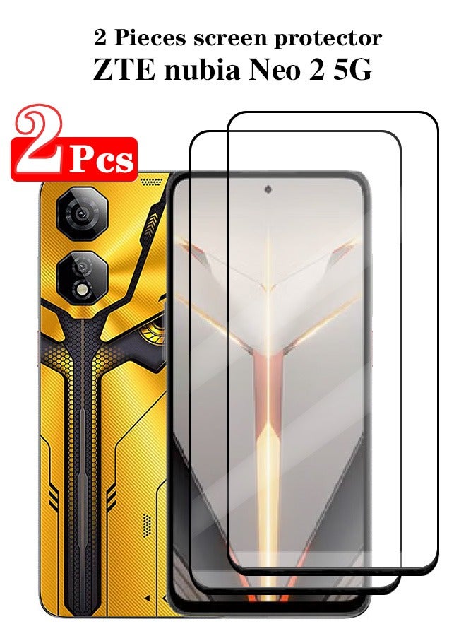 2 Pieces Full Cover Glass Screen Protector For ZTE nubia Neo 2 5G Black/Clear and Screen Protector Accessories - Image 1