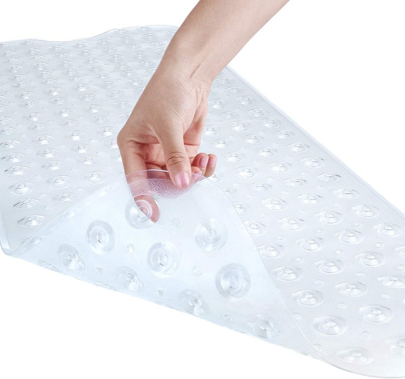 TAGPR PVC Door Bathroom Mat Anti Skid Slip Blue Long Bathroom mat (Clear 100x40) - Image 5