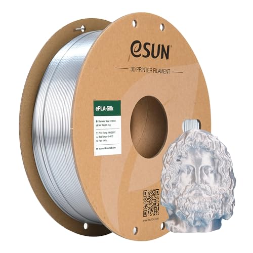 eSUN Silk Metal PLA Filament 1.75mm, Silky Metallic 3D Printer Filament PLA, Dimensional Accuracy +/- 0.05mm, 1KG Spool (2.2 LBS) 3D Printing Filament for 3D Printers, Silk Silver - Image 1