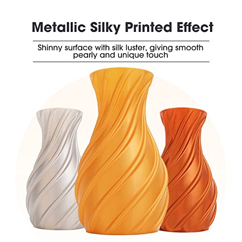 eSUN Silk Metal PLA Filament 1.75mm, Silky Metallic 3D Printer Filament PLA, Dimensional Accuracy +/- 0.05mm, 1KG Spool (2.2 LBS) 3D Printing Filament for 3D Printers, Silk Silver - Image 3