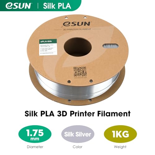 eSUN Silk Metal PLA Filament 1.75mm, Silky Metallic 3D Printer Filament PLA, Dimensional Accuracy +/- 0.05mm, 1KG Spool (2.2 LBS) 3D Printing Filament for 3D Printers, Silk Silver - Image 2
