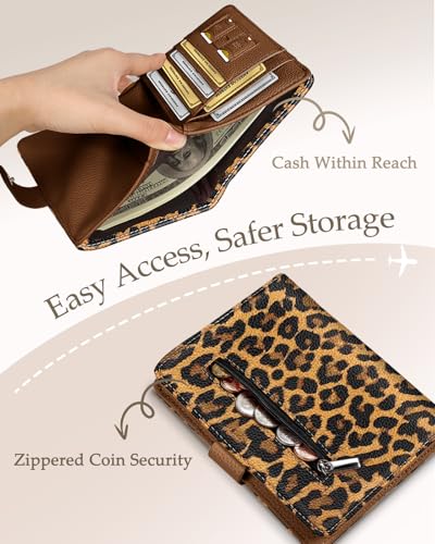Slohif Passport Wallet Holder Cover for Travel - Women Men RFID Blocking Passport Book Case Protector, Brown Leopard Cheetah Leather Personalized Organizer Slim Carrier Boarding Pass Cards Slots - Image 4