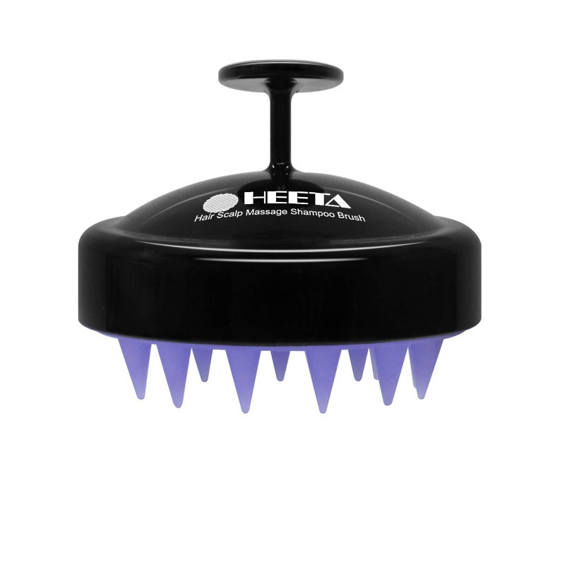 HEETA Scalp Massager Hair Growth, Soft Silicone Scalp Scrubber Shampoo Brush for Exfoliation, Dandruff Removal Head Massage Stress Relax, Wet & Dry Use for Thick Thin Curly Hair Care, Black - Image 1