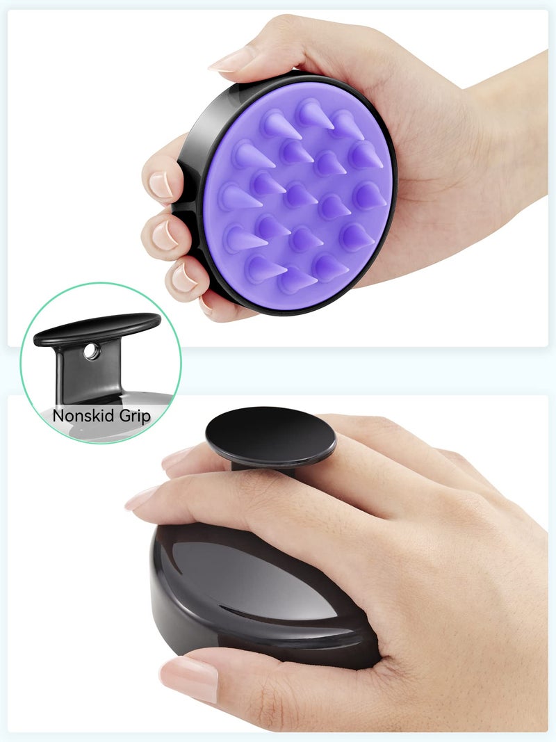 HEETA Scalp Massager Hair Growth, Soft Silicone Scalp Scrubber Shampoo Brush for Exfoliation, Dandruff Removal Head Massage Stress Relax, Wet & Dry Use for Thick Thin Curly Hair Care, Black - Image 2