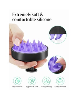 Heeta HEETA Scalp Massager Hair Growth, Scalp Scrubber with Soft Silicone Bristles for Hair Growth & Dandruff Removal, Hair Shampoo Brush for Scalp Exfoliator, Black  - Image 3