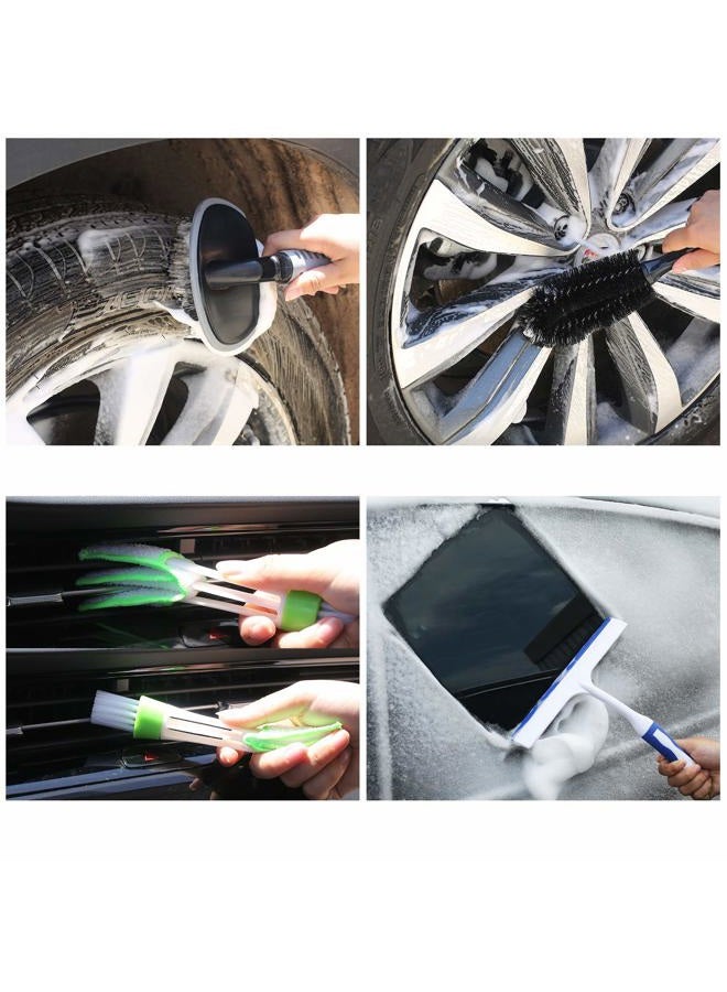 AUTODECO مجموعة أدوات تنظيف غسيل السيارات 22 قطعة مع حقيبة قماش زيتون قابلة للطي - Image 5