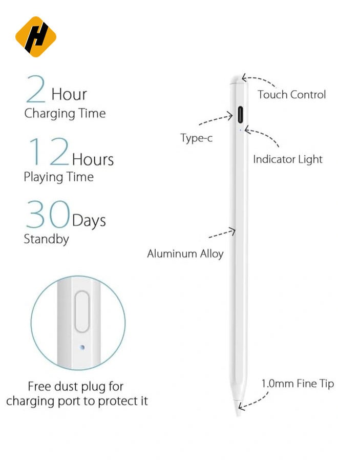 HuHa - Stylus Pen for Apple iPad, Pencil Styluses Compatible with iPad 2/3/4/5/6/7/8/9/10 Generation Pro 9.7/10.5/11/12.9 Air 1/2/3/4/5 Mini 1/2/3/4/5/6 Alternative Drawing Smart Stylist for Touch Screens - Image 1