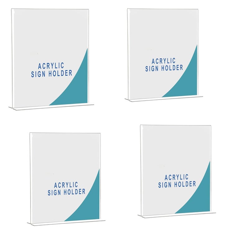 Shuban Acrylic Sign Holder Table Sign Holder Double Sided T Shape Clear Plastic Desktop Display Holder Vertical Menu Stand Sign Holders for School, Office, Hotel, Party (06 X 9 Inch -4Pcs) - Image 1