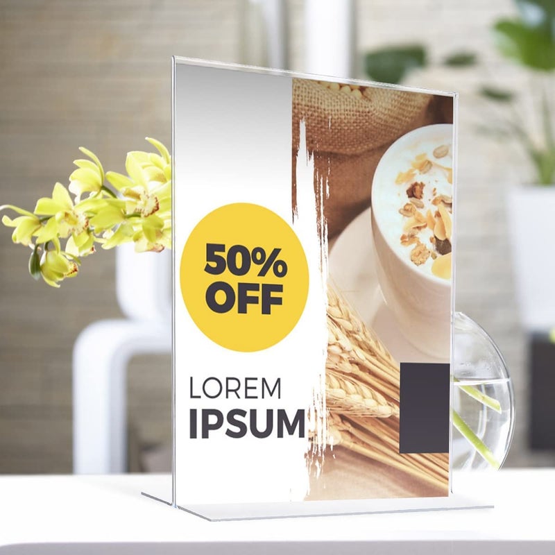 Shuban Acrylic Sign Holder Table Sign Holder Double Sided T Shape Clear Plastic Desktop Display Holder Vertical Menu Stand Sign Holders for School, Office, Hotel, Party (06 X 9 Inch -4Pcs) - Image 5