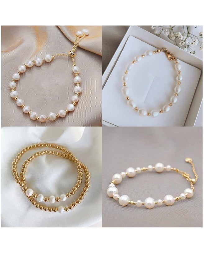 Gold Pearl Bead Bracelet Making Kit for Adults and Girls Jewelry Craft Supplies Friendship Necklaces and Small Bracelets - Image 5