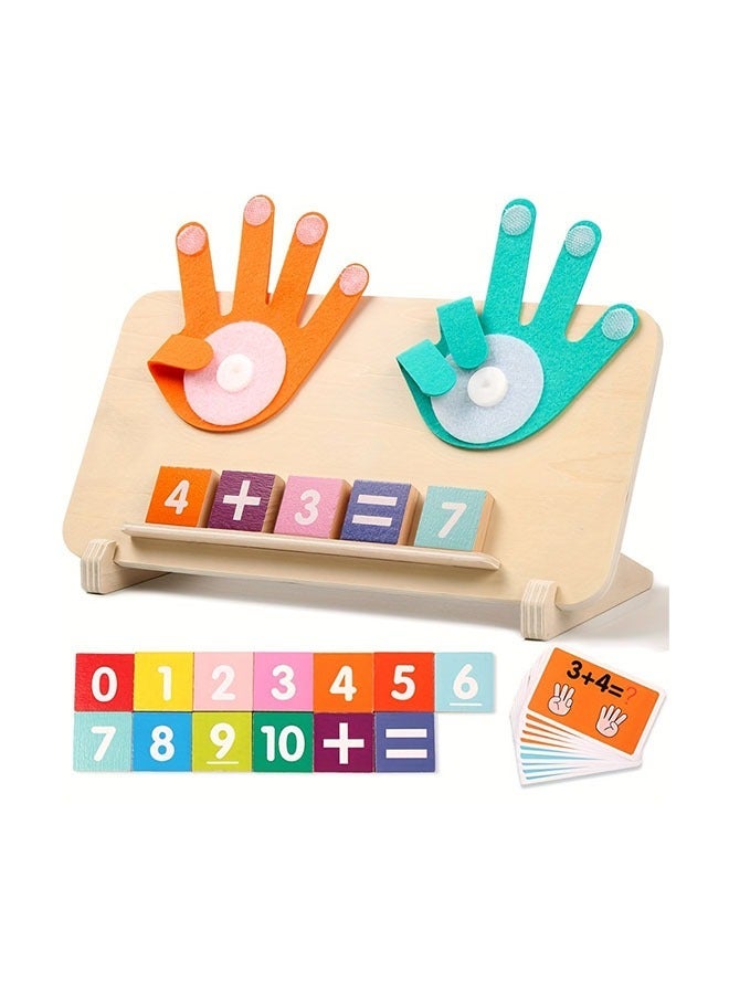 Wooden Arithmetic Learning Board for Ages 3+ - Educational with Number Blocks & Math Operation Cards, Interactive Addition Subtraction Cognitive Tool Early Childhood Development - Image 1