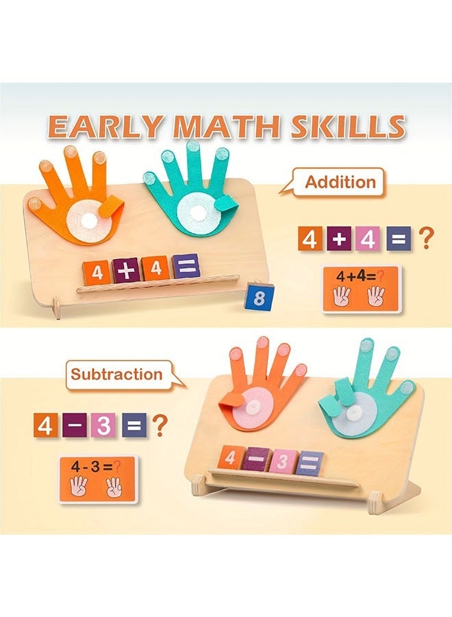 Wooden Arithmetic Learning Board for Ages 3+ - Educational with Number Blocks & Math Operation Cards, Interactive Addition Subtraction Cognitive Tool Early Childhood Development - Image 5