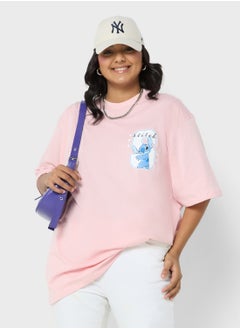 Stitch Plus Size Oversize Front & Back Print T-Shirt