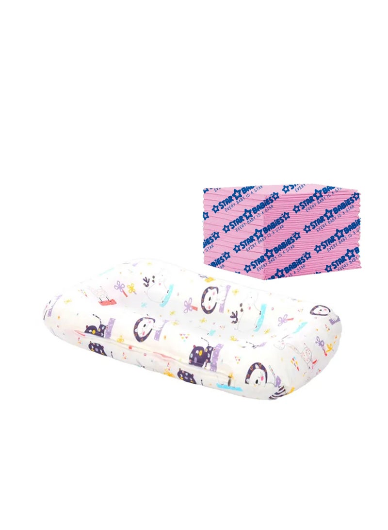 Star Babies Pack of 2 (Star Babies - Changing Pad - Printed Zebra Design, Disposable Changing mat 15pcs)-Pink - Image 1