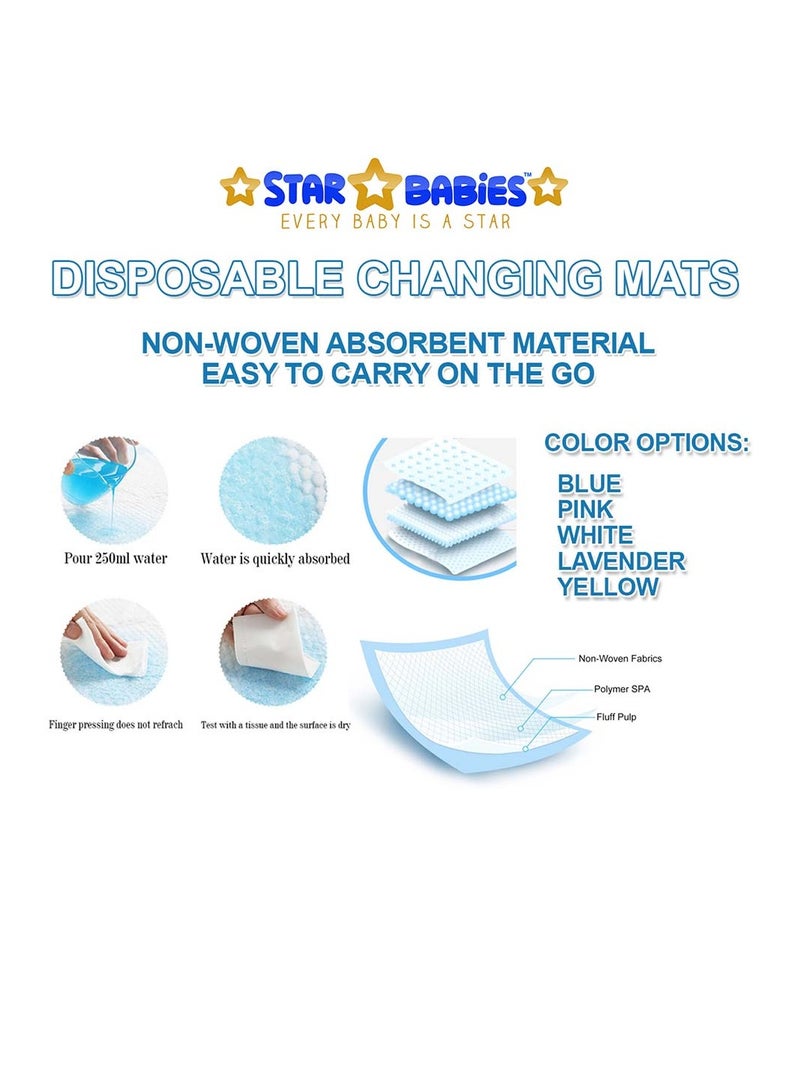 Star Babies Pack of 2 (Star Babies - Changing Pad - Printed Zebra Design, Disposable Changing mat 15pcs)-Pink - Image 4
