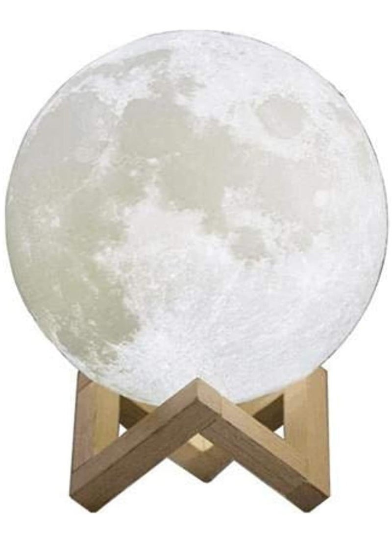 LED Moon Lamp With Remote And Touch Control White/Brown 15X15X15cm - Image 1