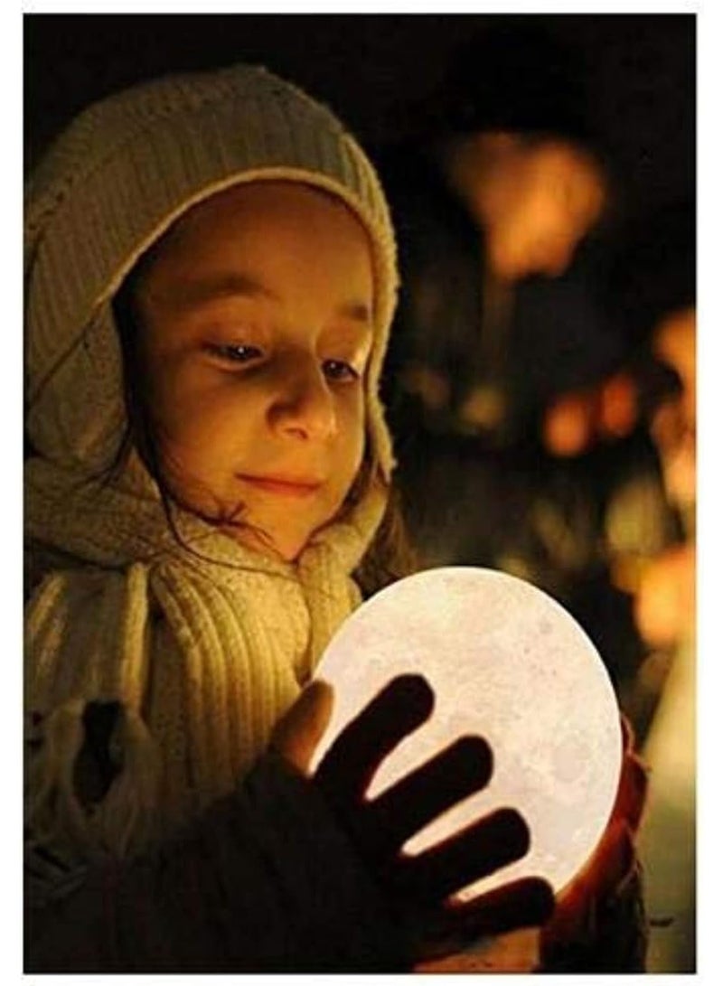 LED Moon Lamp With Remote And Touch Control White/Brown 15X15X15cm - Image 2