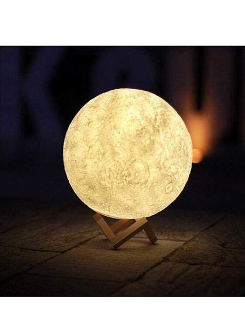 LED Moon Lamp With Remote And Touch Control White/Brown 15X15X15cm - Image 3