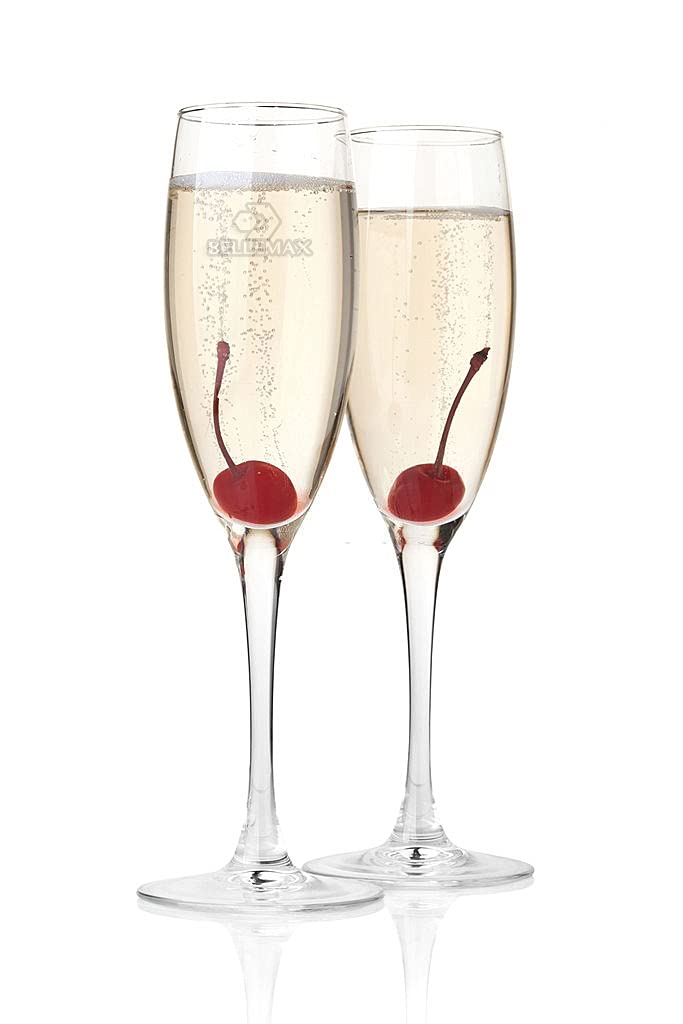 bellemax 200 ML Crystal Red Wine Glass Non Lead Viola Champagne Flute Classic Elegant Design for Toasting Mimosa Drinking Glasses Set of 2 - Image 1