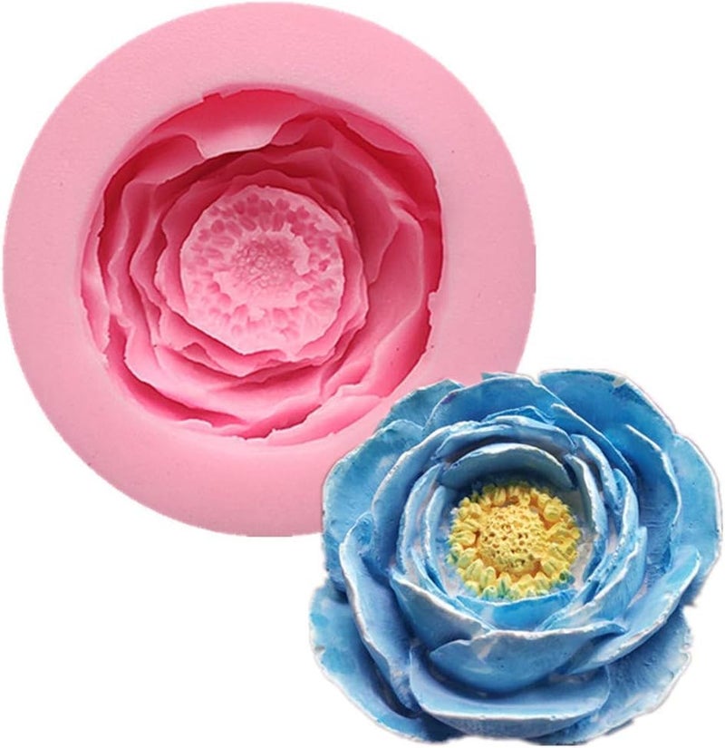Skytail Skytail Peony Flower Carnation Mould Candle Flower Mold for DIY Scented Candle Wax Waxmelts Aromatherapy Epoxy Resin Crafts Home Decor Gifts Keychain Soap Bath Bombs Clay Chocolate Fondant Cake Mold