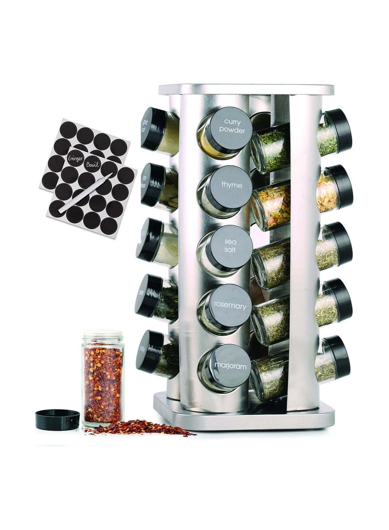 San Yi 20-Piece Spice Jar Set With Stand Silver 18.5x18.5x33centimeter - Image 1