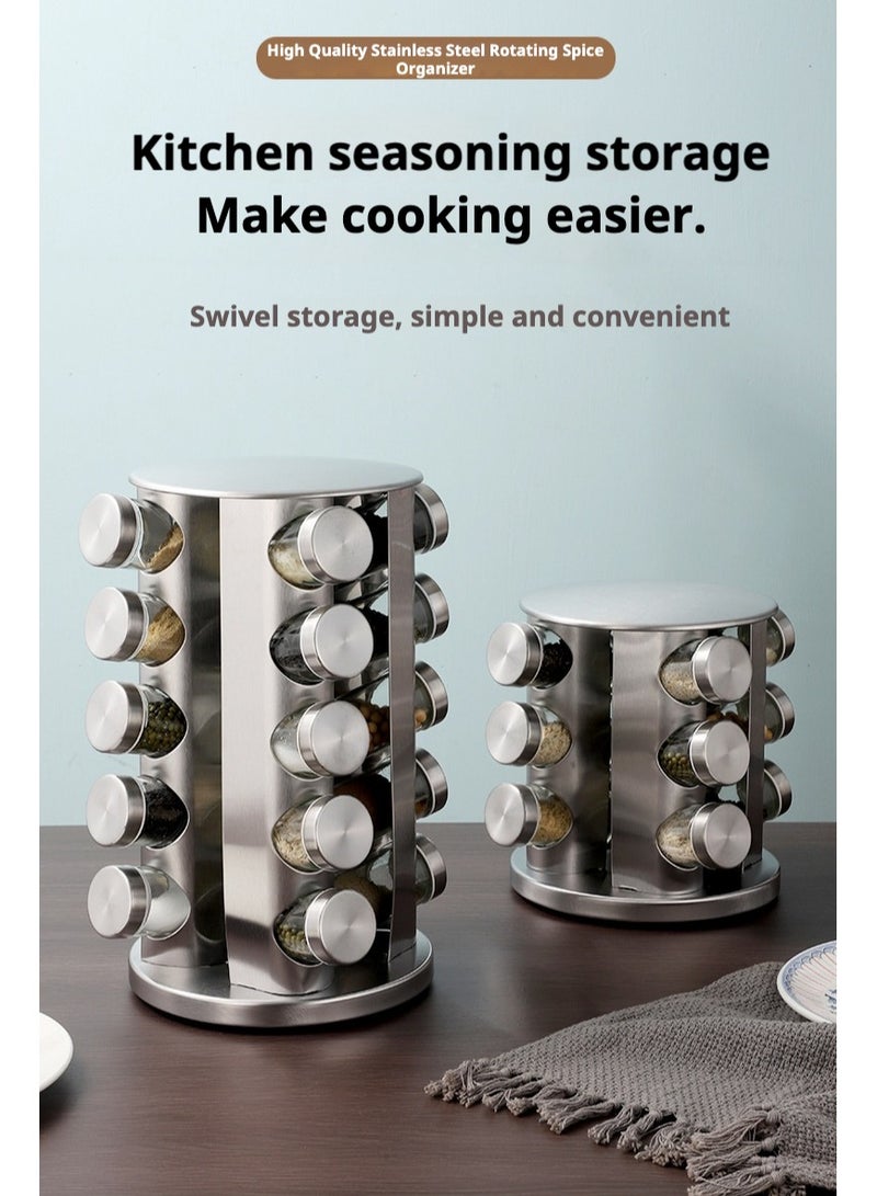 San Yi 20-Piece Spice Jar Set With Stand Silver 18.5x18.5x33centimeter - Image 2