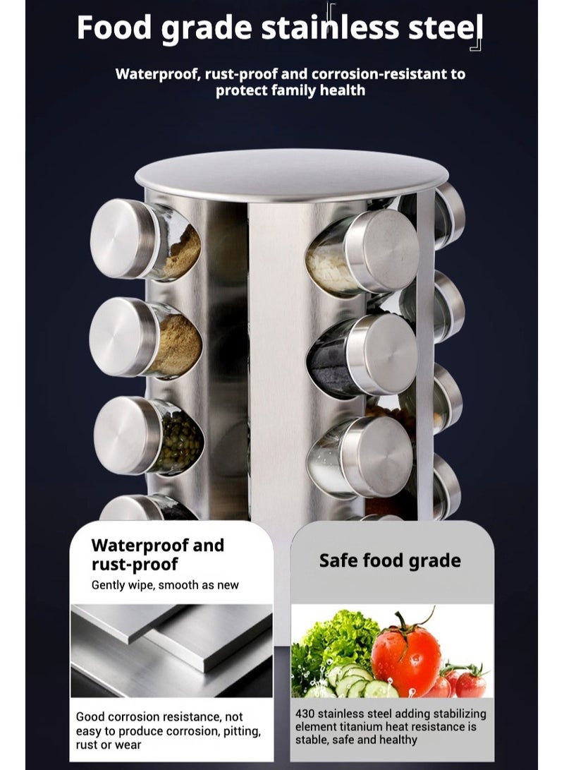 San Yi 20-Piece Spice Jar Set With Stand Silver 18.5x18.5x33centimeter - Image 5