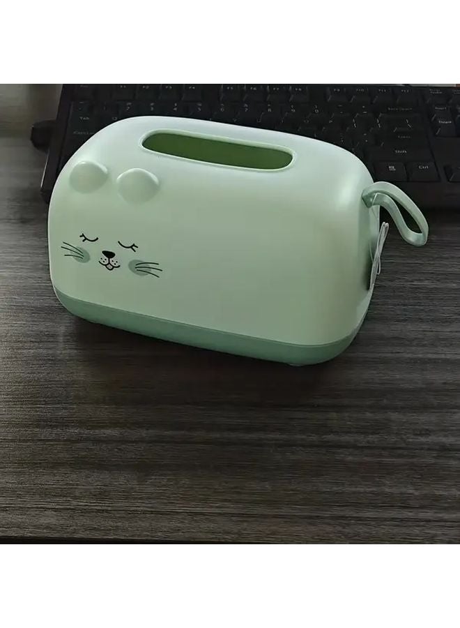 Green Heart Eyes Tissue Box Holder Rectangular Bathroom Organizer Durable Plastic Space Saving Home Office Kitchen Decor - Image 1