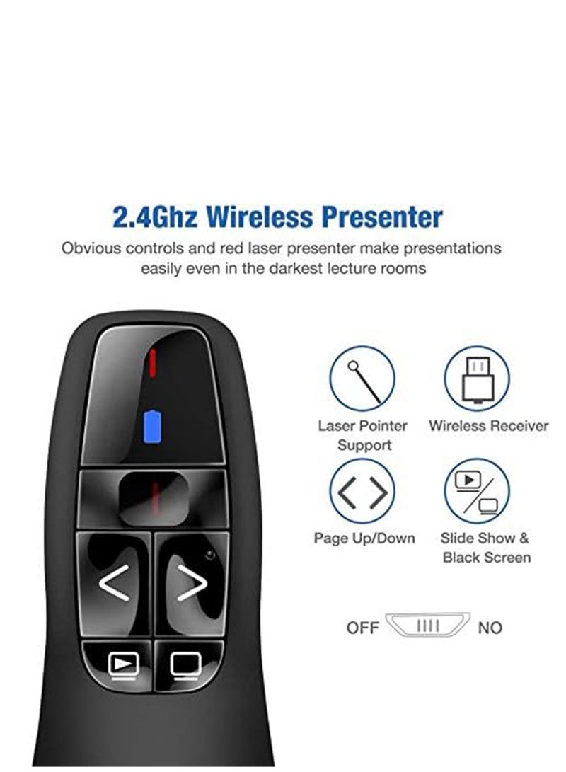Wireless Presenter Remote Controller R400 2.4GHz USB PowerPoint Clicker with Red Laser Pointer for Business Presentation Everyday Use - Image 2
