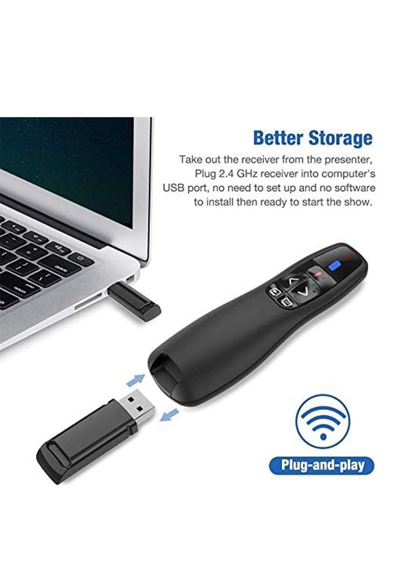 Wireless Presenter Remote Controller R400 2.4GHz USB PowerPoint Clicker with Red Laser Pointer for Business Presentation Everyday Use - Image 4