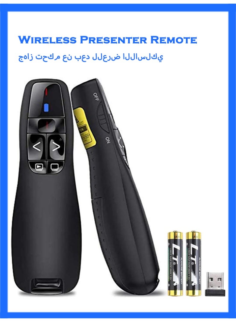 Wireless Presenter Remote Controller R400 2.4GHz USB PowerPoint Clicker with Red Laser Pointer for Business Presentation Everyday Use - Image 1