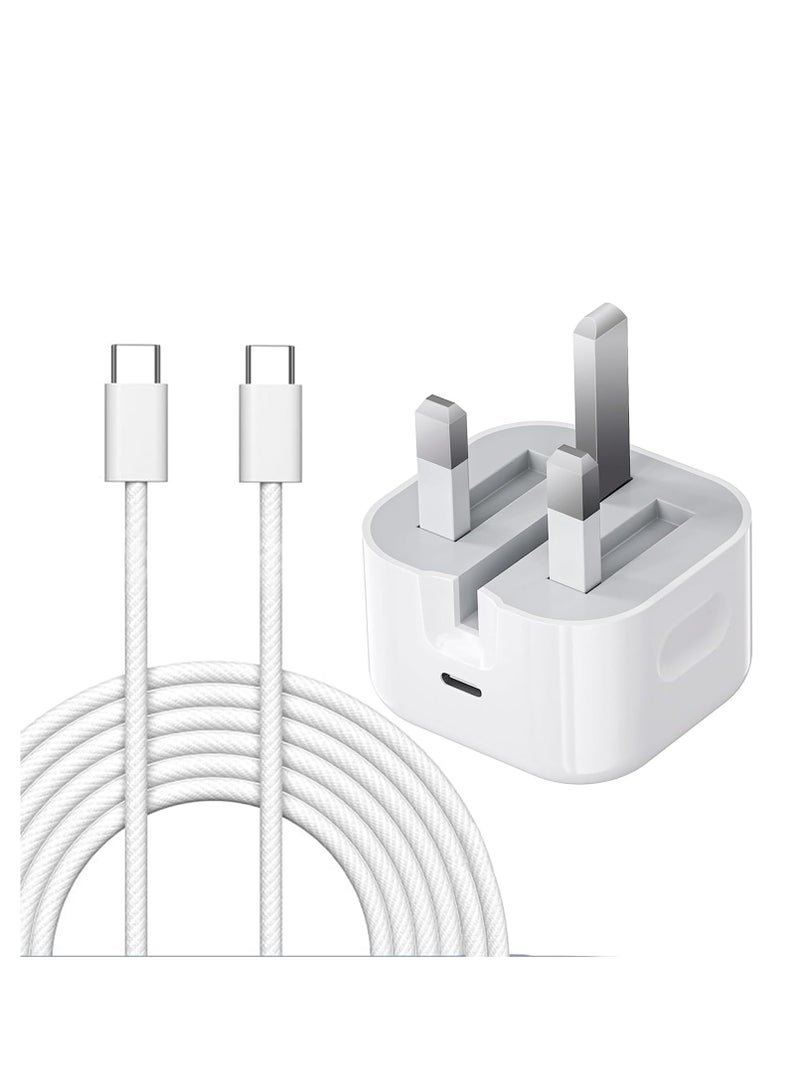 iPhone 16/15 Charger, 20W PD USB C Charger Plug with 6FT Braided USB C Cable for iPhone 16/16 Plus / 16 Pro / 16 Pro Max/iPad Pro12.9/11 / iPad Air/Mac Mini/Pro/Studio  - Image 1
