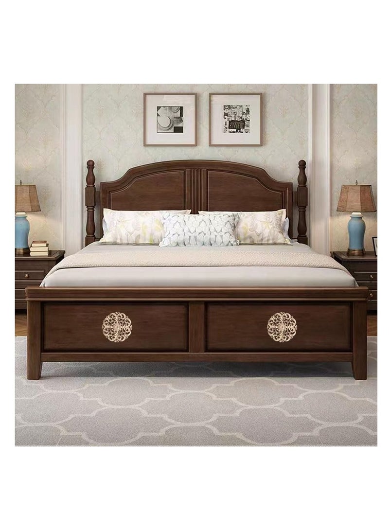 KASTWAVE 4 Pcs Wood Carved Appliques Onlays, Unpainted Solid Wood Round Carving Decal for Furniture Cabinet Bed Wardrobe Closet DIY Decoration  - Image 4