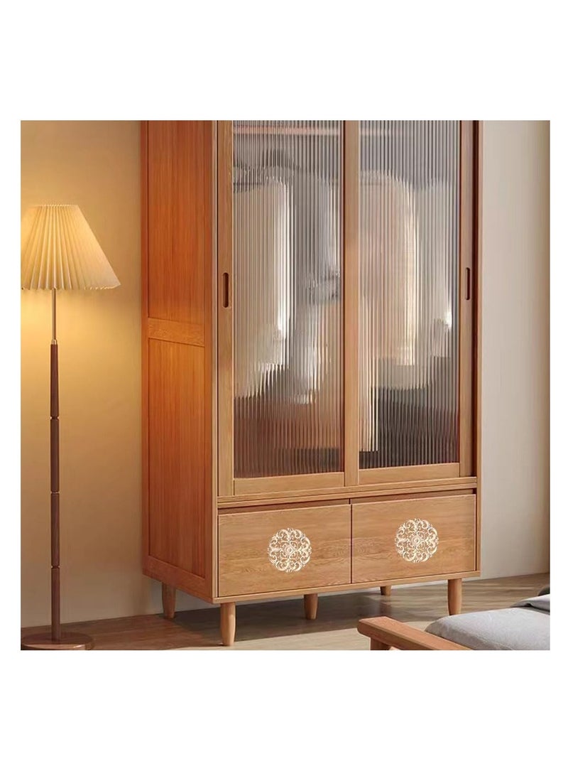 KASTWAVE 4 Pcs Wood Carved Appliques Onlays, Unpainted Solid Wood Round Carving Decal for Furniture Cabinet Bed Wardrobe Closet DIY Decoration  - Image 2