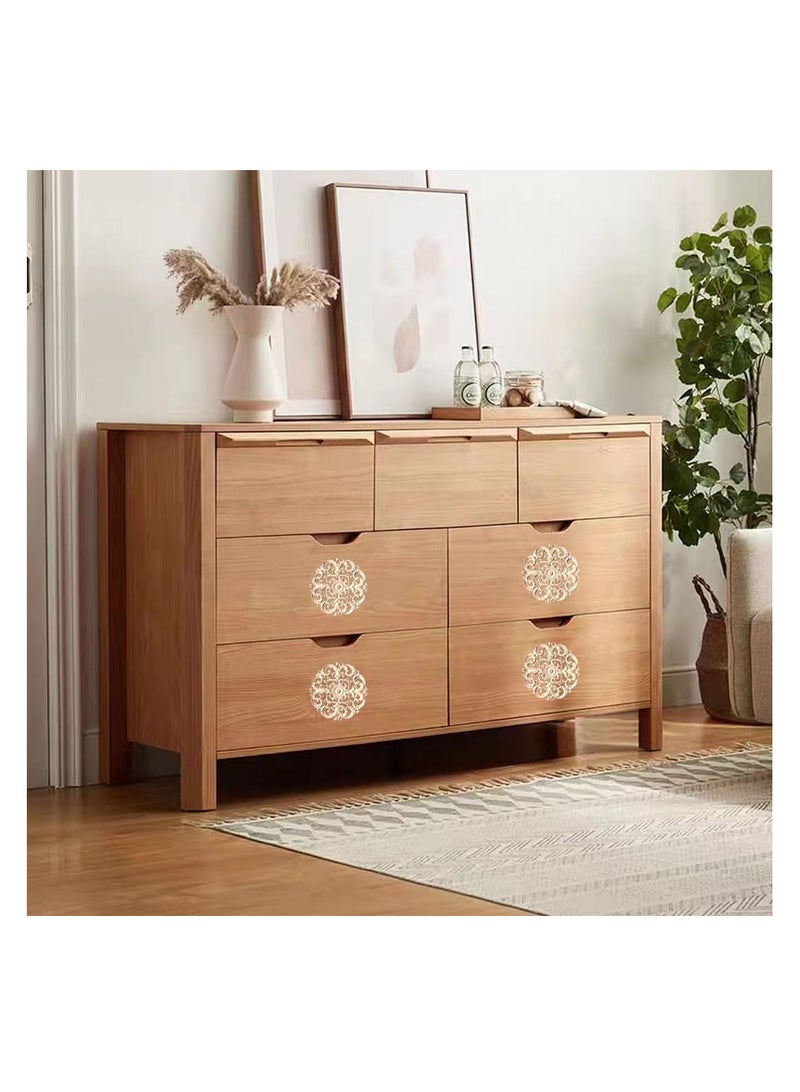 KASTWAVE 4 Pcs Wood Carved Appliques Onlays, Unpainted Solid Wood Round Carving Decal for Furniture Cabinet Bed Wardrobe Closet DIY Decoration  - Image 3