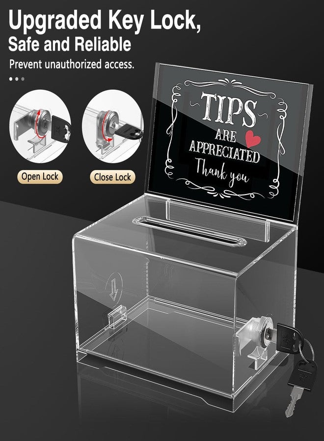 MoKo Acrylic Donation Box with Lock, Clear Ballot Suggestion Box with Sign Holder for Fundraising Donation Voting Collection, Raffle, Tips Jar, 6.2"x 4.7"x 4" - Image 4