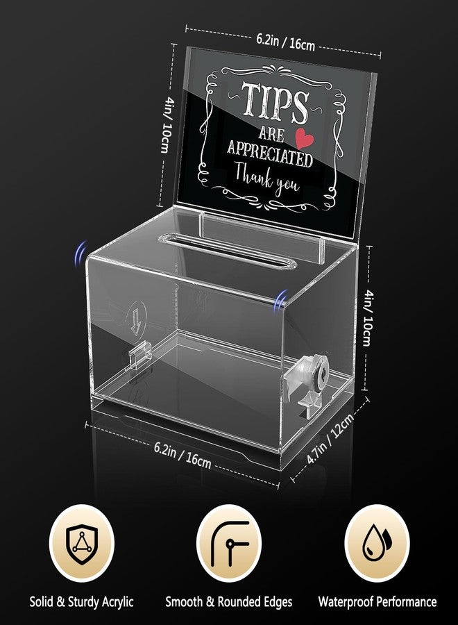 MoKo Acrylic Donation Box with Lock, Clear Ballot Suggestion Box with Sign Holder for Fundraising Donation Voting Collection, Raffle, Tips Jar, 6.2"x 4.7"x 4" - Image 2