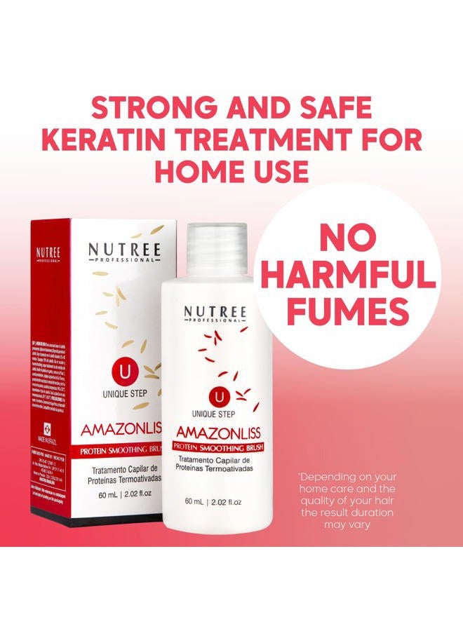 Amazonliss Brazilian Keratin Hair Treatment One Step Protein Hair Treatment Formaldehyde Free Hair Strengthening Alisado Brasileño Keratina Brasileña (One Step Keratin 2.02 Fl Oz) - Image 3