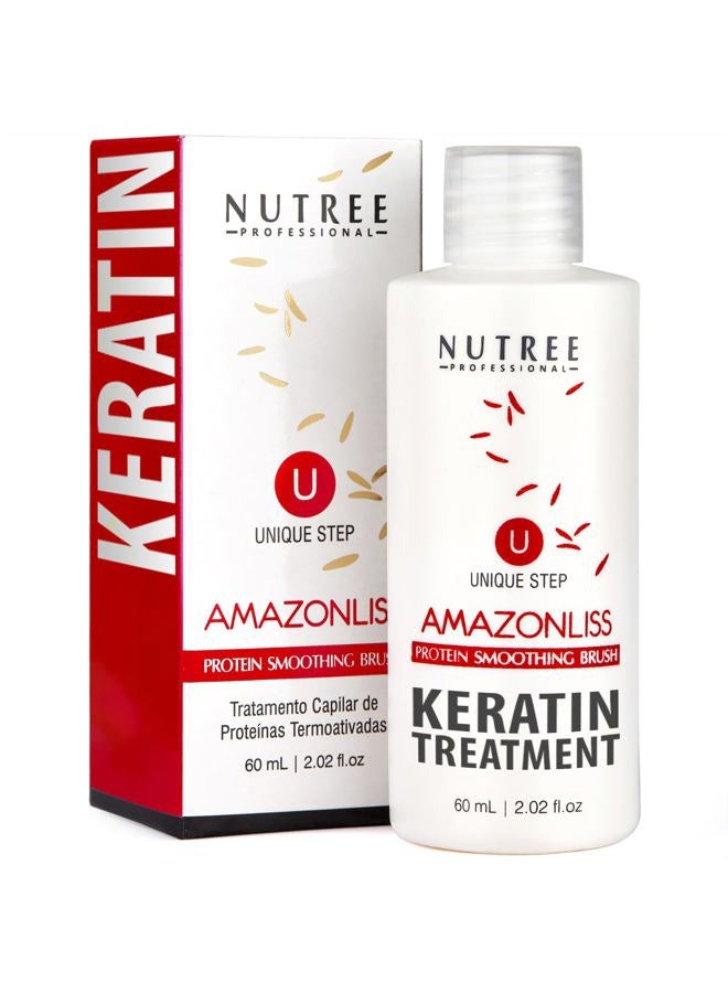 Amazonliss Brazilian Keratin Hair Treatment One Step Protein Hair Treatment Formaldehyde Free Hair Strengthening Alisado Brasileño Keratina Brasileña (One Step Keratin 2.02 Fl Oz) - Image 1