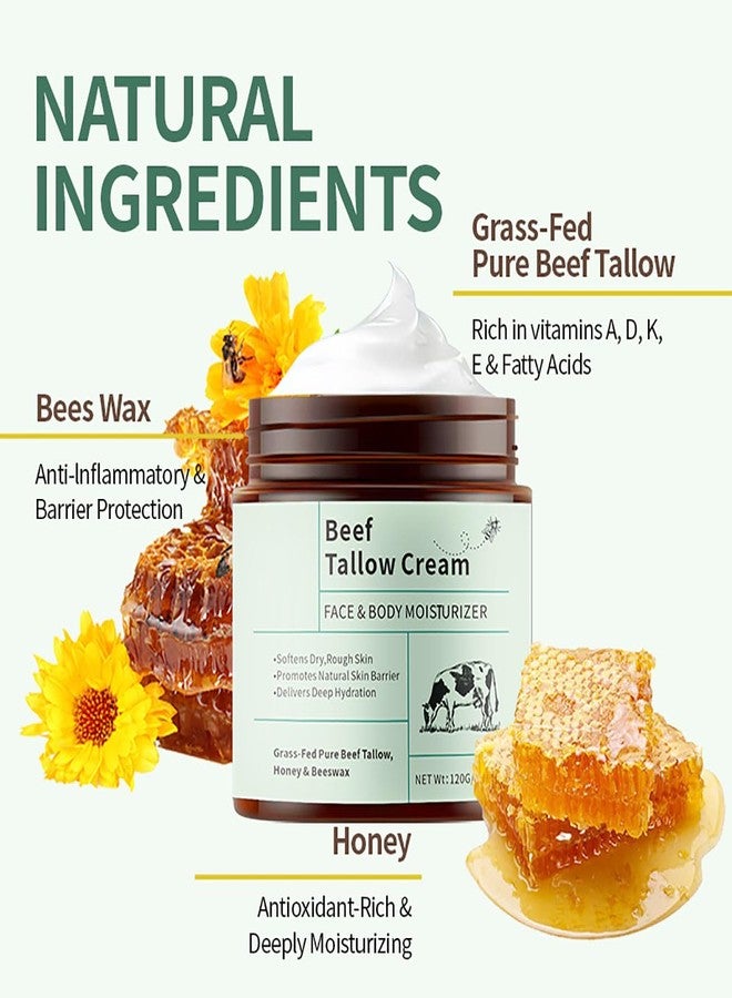 Anifer Organic Grass-Fed Tallow (Beef Tallow & Honey Cream (120g/4.2oz | Whipped Lightweight Texture for Face & Body | Deep Hydration, Non-Comedogenic Formula - Image 2