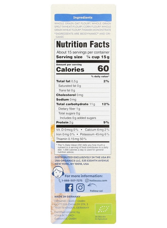 Holle Organic Wholegrain Four Grain Cereal, 8 OZ - Image 3