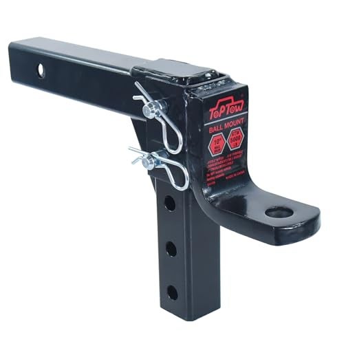 TOPTOW 64189 AdjustableTrailer Hitch Ball Mount with 5/8 inch Hitch Pin, 10 inch Drop Max, Fits 2 inch Hitch Receiver, Matte Black - Image 5